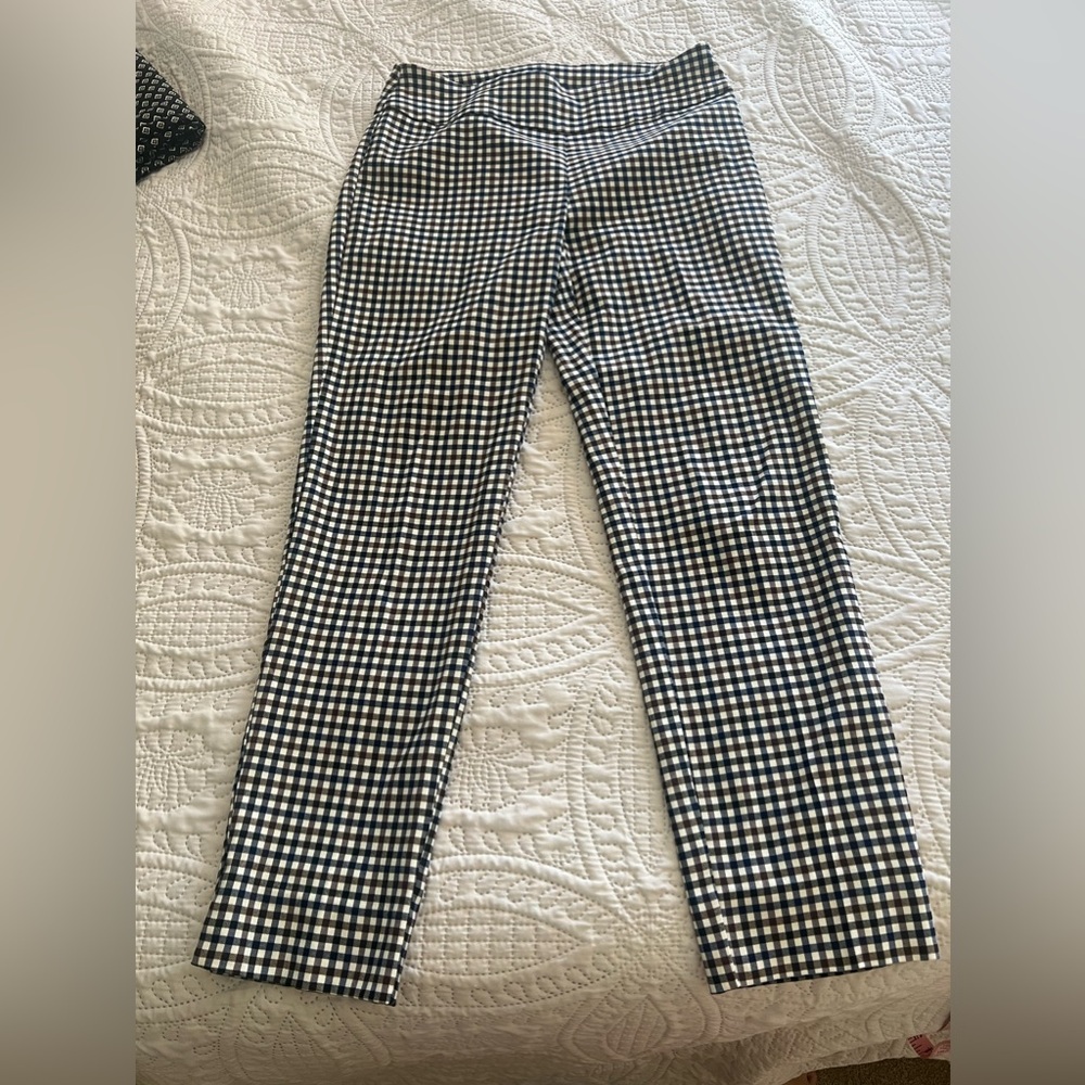 Zac and Rachel pull on pant size 10. Blue, brown and cream.